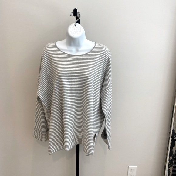 Eileen Fisher Gray and White striped Knit Top - Picture 1 of 7